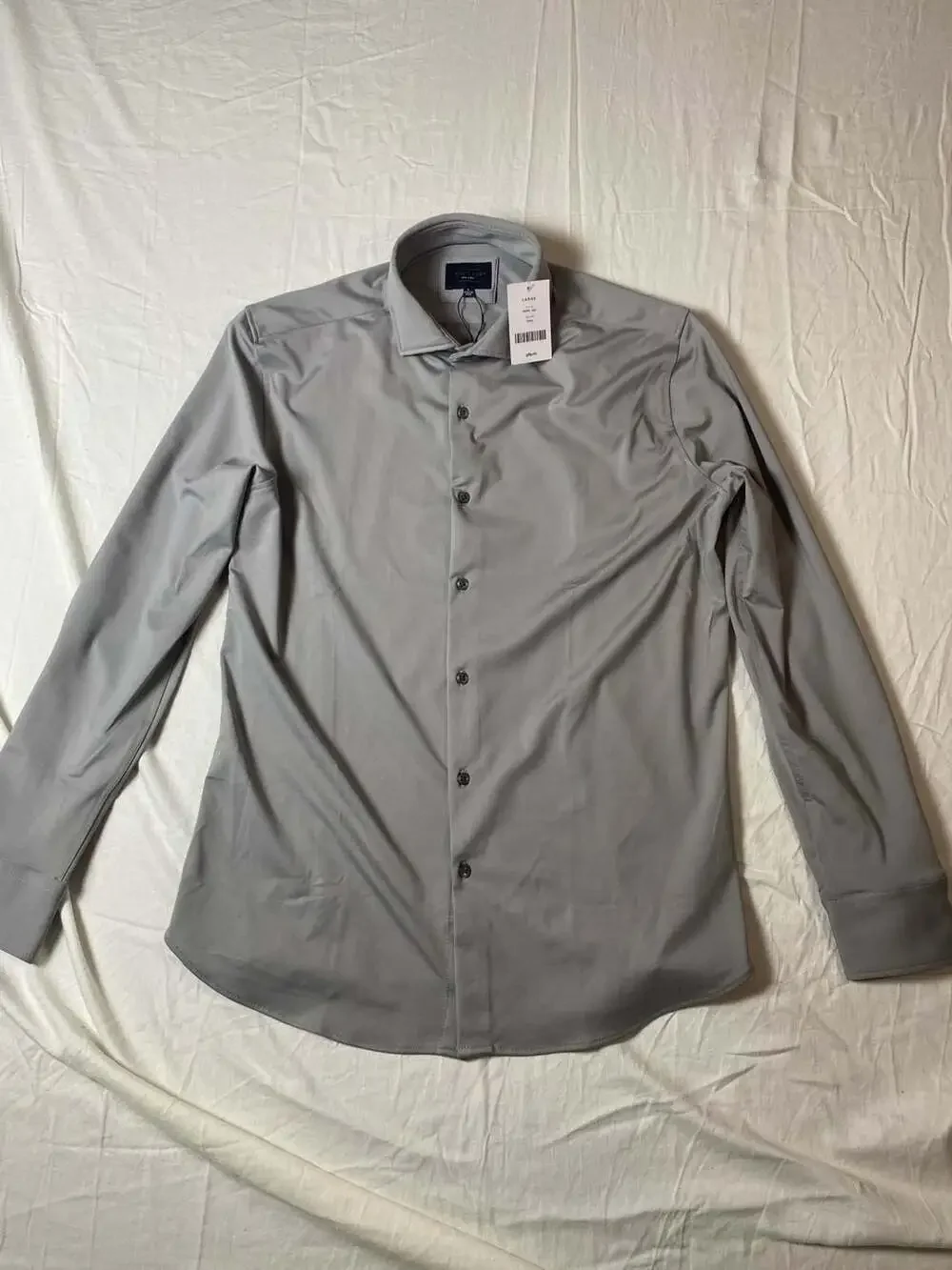 Marc Asher New York Grey Long Sleeve Dress Shirt, Large (1314)